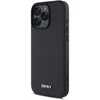 DKNY PU Leather Sidabrinis Metal Logo Magsafe Apple iPhone 16 Pro Max dėklas telefonui juodos spalvos