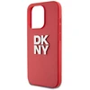 DKNY PU Leather Stack Logo Wrist Strap dėklas telefonui Apple iPhone 15 Pro Max raudonos spalvos