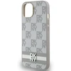 DKNY PU Leather Checkered Pattern and Stripe dėklas telefonui Apple iPhone 14 rusvai gelsvas