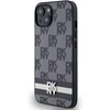Apple iPhone 13 / 14 / 15 DKNY odinis dėklas Checkered Mono Pattern & Printed Stripes (DKHCP14SPCPTSSK) juodos spalvos