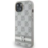 DKNY PU Leather Checkered Pattern and Stripe dėklas telefonui Apple iPhone 14 rusvai gelsvas