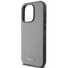 DKNY PU Leather Sidabrinis Metal Logo Magsafe dėklas telefonui Apple iPhone 14 Pro pilkos spalvos