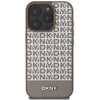 Dėklas DKNY PU odos kartotinio rašto apatinė juostelė MagSafe Apple iPhone 16 Pro Brown