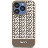 DKNY PU Leather Repeat Pattern Bottom Stripe MagSafe dėklas telefonui Apple iPhone 14 Pro rudos spalvos