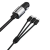 Dudao R5Pro 1x USB, 3.4A automobilinis įkroviklis + 3in1 USB-C / Micro USB / Lightning kabelis (pilkas)