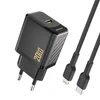 Dudao A26LEU PD 20W GaN USB-C sieninis įkroviklis su USB-C–Lightning laidu - Juodas