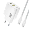 Dudao A27 MaxC 35W laidinis įkroviklis + USB-C kabelis – baltos spalvos