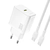 Dudao A27PCEU PD 30W GaN USB-C Wall Charger with USB-C Cable - Baltas