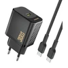 Dudao A27PCEU PD 30W GaN USB-C sieninis įkroviklis su USB-C laidu - Juodas