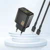 Dudao A27TEU PD 30W GaN USB-A USB-C sieninis įkroviklis - Juodas