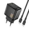 Dudao A28C 45W GaN laidinis įkroviklis + USB-C kabelis – juodos spalvos