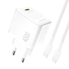 Dudao A28C 45W GaN laidinis įkroviklis + USB-C kabelis – baltos spalvos