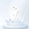 Dudao A28PEU PD 45W GaN 2xUSB-C sieninis įkroviklis - Baltas