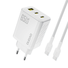 Dudao A29C 65W GaN laidinis įkroviklis + USB-C kabelis – baltos spalvos