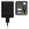 Dudao A67EU GaN 67W sieninis įkroviklis su integruotu ištraukiamu USB-C maitinimo laidu greitam įkrovimui - Juodas