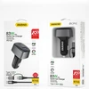 Dudao automobilinis įkroviklis USB / USB Type C Power Delivery (60 W) Quick Charge 4.0 (22,5 W) + laidas USB Type C - USB Type C / Lightning juodas (R7XS juodas)