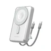 Dudao K29 10000mAh PD 20W „MagSafe“ išorinė baterija su metaliniu dėklu, stovu ir integruotais USB-C / „Lightning“ laidais – sidabro spalvos