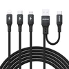 Dudao L3W USB-A/USB-C to Lightning/USB-C/MicroUSB 66W Cable - Juodas