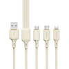 Dudao L7SE 3in1 USB-A – 2x USB-C / Lightning 66W kabelis 1.2m – beige