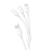 Dudao USB kabelis – USB C / micro USB / Lightning 480Mb/s 6A 1.2m – baltos spalvos