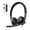 Ausinės - EMEET GeniusCall HS50 ausinės, HD garso, triukšmo slopinimo mikrofonas, USB-A/USB-C, Juoda