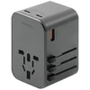 ENERGEA laidinis įkroviklis 1xUSB+2xUSB-CPD-PPS-QC 3.0 65W 1A2C adapteris 4in1 US/UA/EU/UK pilkos spalvosl Travelworld Adapteris GaN65W