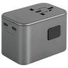 ENERGEA laidinis įkroviklis 1xUSB+2xUSB-CPD-PPS-QC 3.0 65W 1A2C adapteris 4in1 US/UA/EU/UK pilkos spalvosl Travelworld Adapteris GaN65W