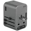 ENERGEA laidinis įkroviklis 1xUSB+2xUSB-CPD-PPS-QC 3.0 65W 1A2C adapteris 4in1 US/UA/EU/UK pilkos spalvosl Travelworld Adapteris GaN65W