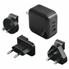 ENERGEA laidinis įkroviklis 1xUSB+2xUSB-CPD-PPS-QC 3.0 66W 2C1A juodos spalvos US+EU Travelite GAN66