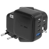 ENERGEA laidinis įkroviklis 1xUSB+3xUSB-CPD-PPS-QC 3.0 100W 3C1A juodos spalvos US+EU Travelite GAN100