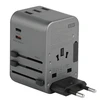 ENERGEA laidinis įkroviklis 3xUSB+2xUSB-CPD-PPS-QC 3.0 35.5W 3A2C adapteris 4in1 US/UA/EU/UK pilkos spalvosl Travelworld