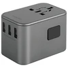 ENERGEA laidinis įkroviklis 3xUSB+2xUSB-CPD-PPS-QC 3.0 35.5W 3A2C adapteris 4in1 US/UA/EU/UK pilkos spalvosl Travelworld