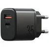 Energea Laidinis įkroviklis Bazic Goport Velox Kit 1xUSB-C 1xUSB-A GaN 35W su pintu kabeliu juodos spalvos