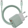 Energea laidinis įkroviklis Bazic GoPort Velox Kit USB-C/USB-A GaN 35W su kabeliu žalias