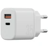 Energea Laidinis įkroviklis Bazic Goport Velox Kit 1xUSB-C 1xUSB-A GaN 35W su pintu kabeliu baltos spalvos