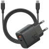 Energea Laidinis įkroviklis Bazic Goport Velox Kit 1xUSB-C 1xUSB-A GaN 35W su pintu kabeliu juodos spalvos