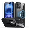 Dėklas su stoveliu + apsauginis stiklas Apple iPhone 16 Plus ESR Classic Hybrid Kickstand Halolock MagSafe & Tempered Glass Clear dėklas telefonui juodos spalvos