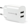 USB Įkroviklis - everActive SC-220 12W Dviejų USB-A prievadų Išmanusis Įkrovimas, Balta