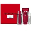 Salvatore Ferragamo Ferragamo Ferragamo Raudona Leather rinkinys vyrams (EDP, 100 ml + šampūnas ir dušo želė, 100 ml + EDP, 10 ml)