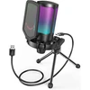 Fifine AmpliGame A6V RGB mikrofonas žaidimams | podcast'ai | upeliai | trikojis | juodas