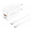 Foneng EU56 1xUSB-A, 1xUSB-C, 20W maitinimo įkroviklis (baltas) + USB-C laidas