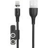 Foneng X62 Magnetic 3in1 USB į USB-C / Lightning / Micro USB kabelis, 2.4A, 1m (juodas)