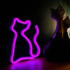 Sieninis šviestuvas Neon LED Light Katė rožinė Bat + USB FLNE04 Forever Light