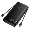 FORCELL F-ENERGY F30K6 Multicharge powerbank with built-in cables Type C and Lightning PD QC3.0 3A 65W 27000 mAh juodas