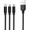 Forever 3-in-1 duomenų perdavimo ir įkrovimo kabelis | USB-A į Lightning, USB-C, Micro USB | 10 W | 1 m | juodas