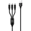 Forever 3-in-1 duomenų perdavimo ir įkrovimo kabelis | USB-A į Lightning, USB-C, Micro USB | 10 W | 1 m | juodas