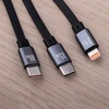 Forever 3in1 kabelis USB - Lightning + 2x USB-C 1,2 m 100W juodos spalvos