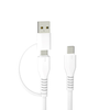 Telforceone Forever recycling kabelis 2in1 1,5m 3A USB-C - USB-C + USB-A KR2W1-00 baltos spalvos