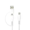 Forever recycling kabelis 2in1 1,5m 3A USB-C - USB-C + USB-A KR2W1-00 baltos spalvos
