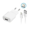Forever TC-01 įkroviklis 1x USB 2A baltos spalvos + Lightning kabelis